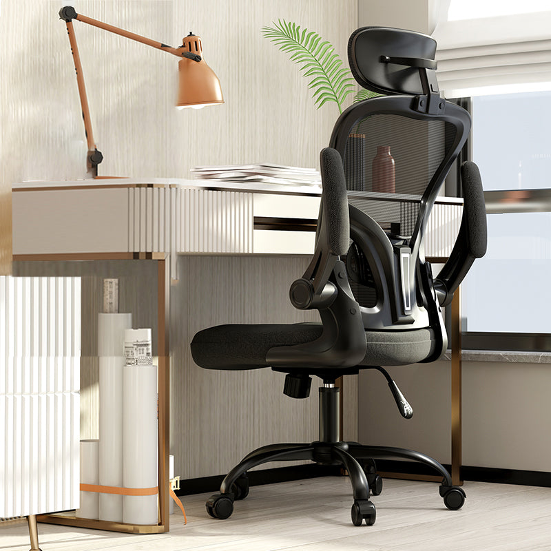 Removable Arms Chair Tilt Mechanism No Distressing Ergonomic Desk Chair with Wheels Black 1 Piece With Headrest Clearhalo 'furn' 'furn_office_chair' 'Furniture' 'Office Chairs' 'Office Furniture' 'office_chair' 7345238