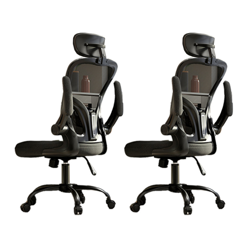 Removable Arms Chair Tilt Mechanism No Distressing Ergonomic Desk Chair with Wheels Black 2 Piece Set With Headrest Clearhalo 'furn' 'furn_office_chair' 'Furniture' 'Office Chairs' 'Office Furniture' 'office_chair' 7345239