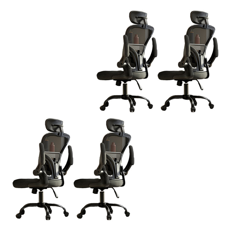 Removable Arms Chair Tilt Mechanism No Distressing Ergonomic Desk Chair with Wheels Black 4 Piece Set With Headrest Clearhalo 'furn' 'furn_office_chair' 'Furniture' 'Office Chairs' 'Office Furniture' 'office_chair' 7345240