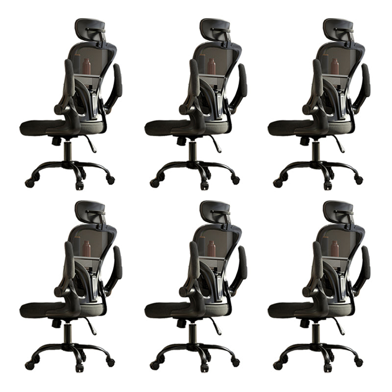 Removable Arms Chair Tilt Mechanism No Distressing Ergonomic Desk Chair with Wheels Black 6 Piece Set With Headrest Clearhalo 'furn' 'furn_office_chair' 'Furniture' 'Office Chairs' 'Office Furniture' 'office_chair' 7345241