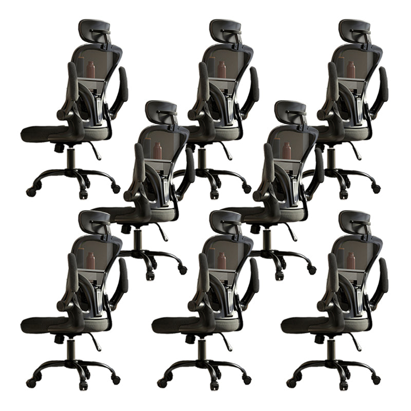 Removable Arms Chair Tilt Mechanism No Distressing Ergonomic Desk Chair with Wheels Black 8 Piece Set With Headrest Clearhalo 'furn' 'furn_office_chair' 'Furniture' 'Office Chairs' 'Office Furniture' 'office_chair' 7345242