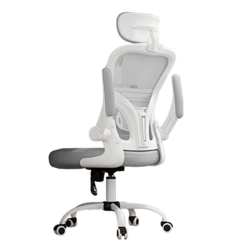Removable Arms Chair Tilt Mechanism No Distressing Ergonomic Desk Chair with Wheels White-Gray 1 Piece With Headrest Clearhalo 'furn' 'furn_office_chair' 'Furniture' 'Office Chairs' 'Office Furniture' 'office_chair' 7345243