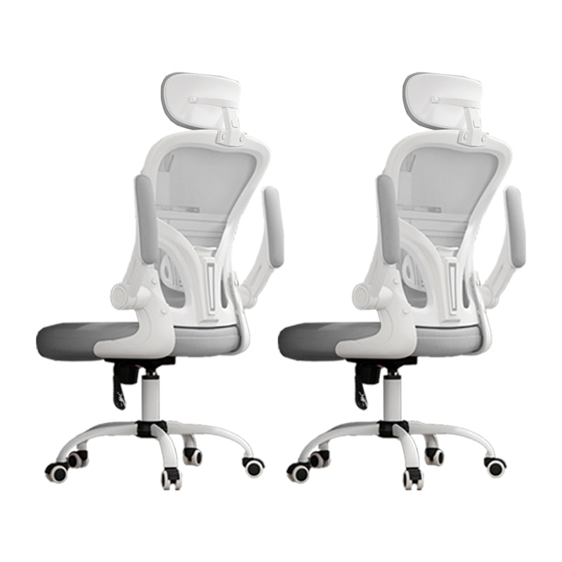 Removable Arms Chair Tilt Mechanism No Distressing Ergonomic Desk Chair with Wheels White-Gray 2 Piece Set With Headrest Clearhalo 'furn' 'furn_office_chair' 'Furniture' 'Office Chairs' 'Office Furniture' 'office_chair' 7345244