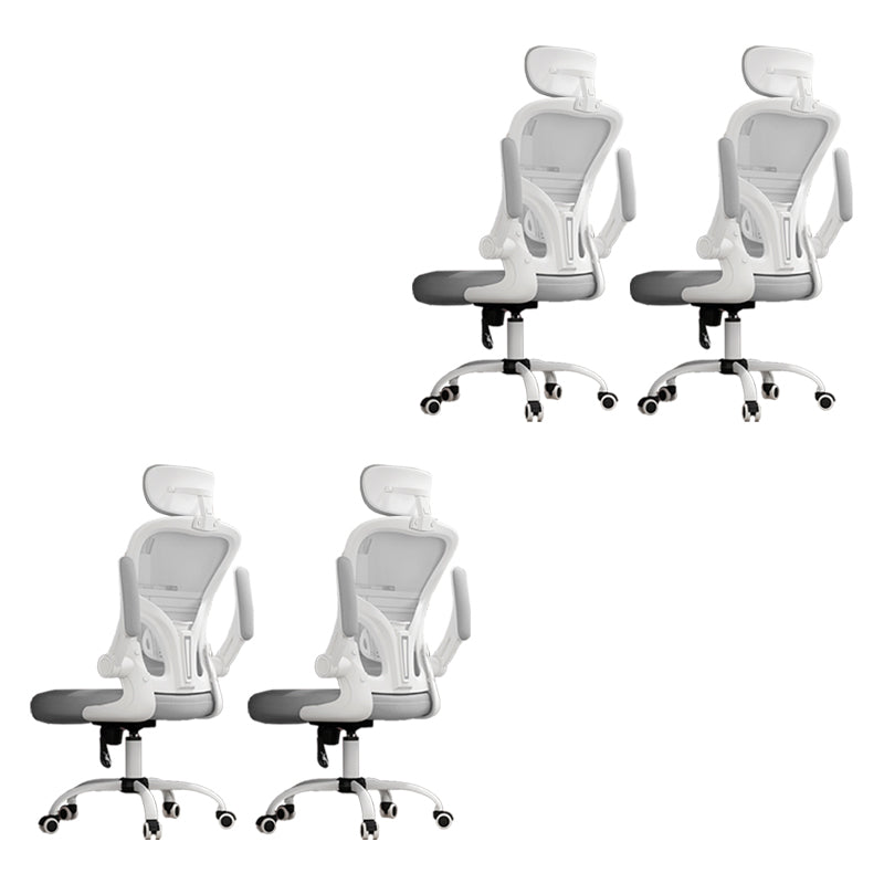 Removable Arms Chair Tilt Mechanism No Distressing Ergonomic Desk Chair with Wheels White-Gray 4 Piece Set With Headrest Clearhalo 'furn' 'furn_office_chair' 'Furniture' 'Office Chairs' 'Office Furniture' 'office_chair' 7345245