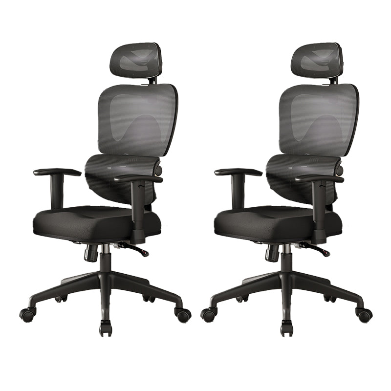 Mesh Ergonomic Adjustable Arms Office Chair High Back Home Task Chair Matte Black 2 Piece Set Without Footrest Clearhalo 'furn' 'furn_office_chair' 'Furniture' 'Office Chairs' 'Office Furniture' 'office_chair' 7345280