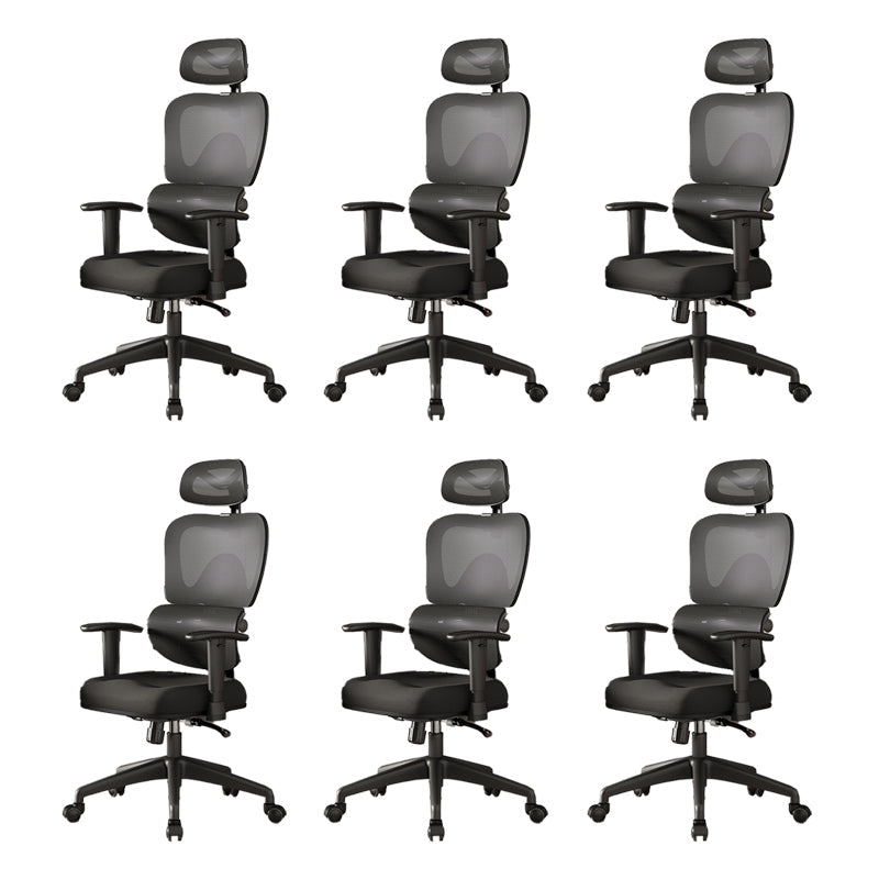 Mesh Ergonomic Adjustable Arms Office Chair High Back Home Task Chair Matte Black 6 Piece Set Without Footrest Clearhalo 'furn' 'furn_office_chair' 'Furniture' 'Office Chairs' 'Office Furniture' 'office_chair' 7345282