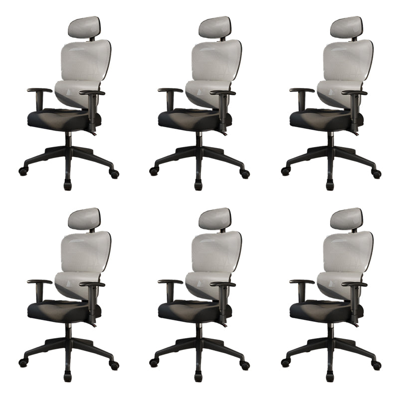 Mesh Ergonomic Adjustable Arms Office Chair High Back Home Task Chair Black-Gray 6 Piece Set Without Footrest Clearhalo 'furn' 'furn_office_chair' 'Furniture' 'Office Chairs' 'Office Furniture' 'office_chair' 7345287