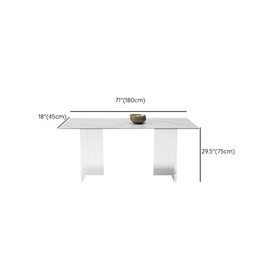 Rectangular Shaped Modern Office Table Stone Writing Desk in White/Grey