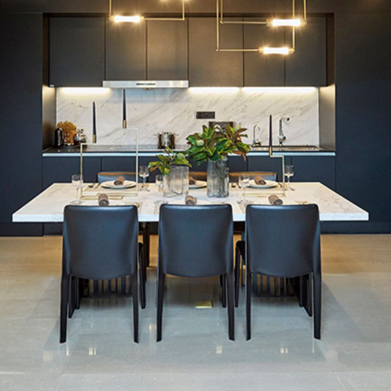 Rechthoekige eettafel Witte en zwarte eetkamer keukentafel