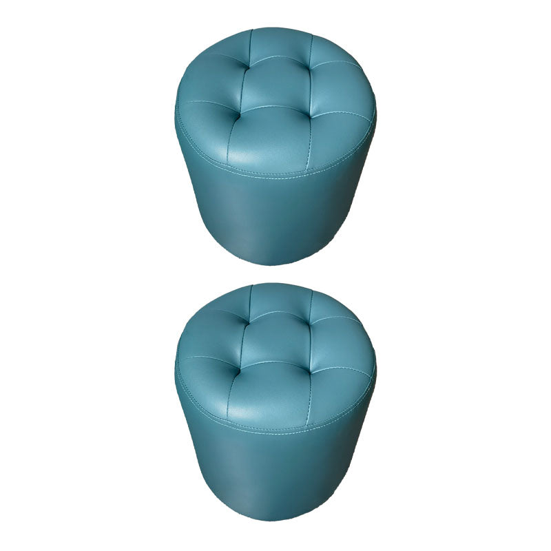 Modern Orange Pouf Water Resistant Round Pouf for Living Room Peacock Blue 2 Piece Set Clearhalo 'furn' 'furn_ottomans_poufs' 'Furniture' 'Living Room Furniture' 'Ottomans & Poufs' 'ottomans_poufs' 7346557