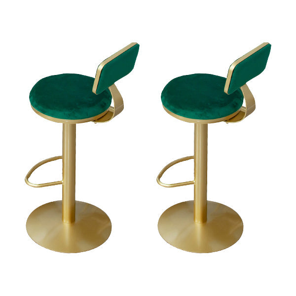 Armless Bar Stools Adjustable Height Swivel Dining Stools with Metal Base Green 2 Piece Set Clearhalo 'Bar Furniture' 'Bar Stools' 'bar_stools' 'furn' 'furn_bar_stools' 'Furniture' 'Kitchen & Dining Furniture' 7347381
