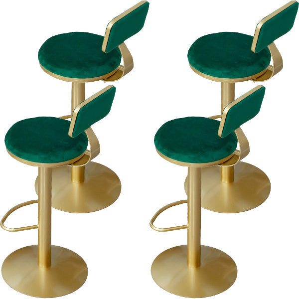 Armless Bar Stools Adjustable Height Swivel Dining Stools with Metal Base Green 4 Piece Set Clearhalo 'Bar Furniture' 'Bar Stools' 'bar_stools' 'furn' 'furn_bar_stools' 'Furniture' 'Kitchen & Dining Furniture' 7347383