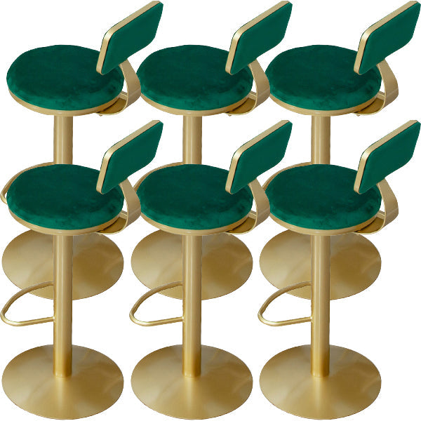 Armless Bar Stools Adjustable Height Swivel Dining Stools with Metal Base Green 6 Piece Set Clearhalo 'Bar Furniture' 'Bar Stools' 'bar_stools' 'furn' 'furn_bar_stools' 'Furniture' 'Kitchen & Dining Furniture' 7347386