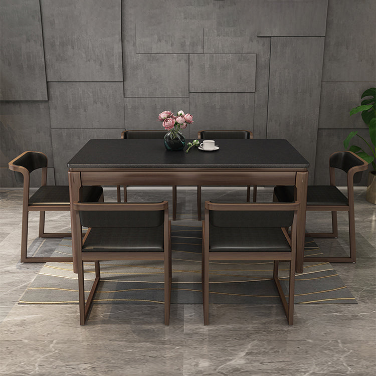 Stone Top Dinette Table with Ash Wood Legs Black Indoor Dining Table Clearhalo 'Dining Tables & Seating' 'Dining Tables' 'dining_table' 'furn' 'furn_dining_table' 'Furniture' 'Kitchen & Dining Furniture' 7347403