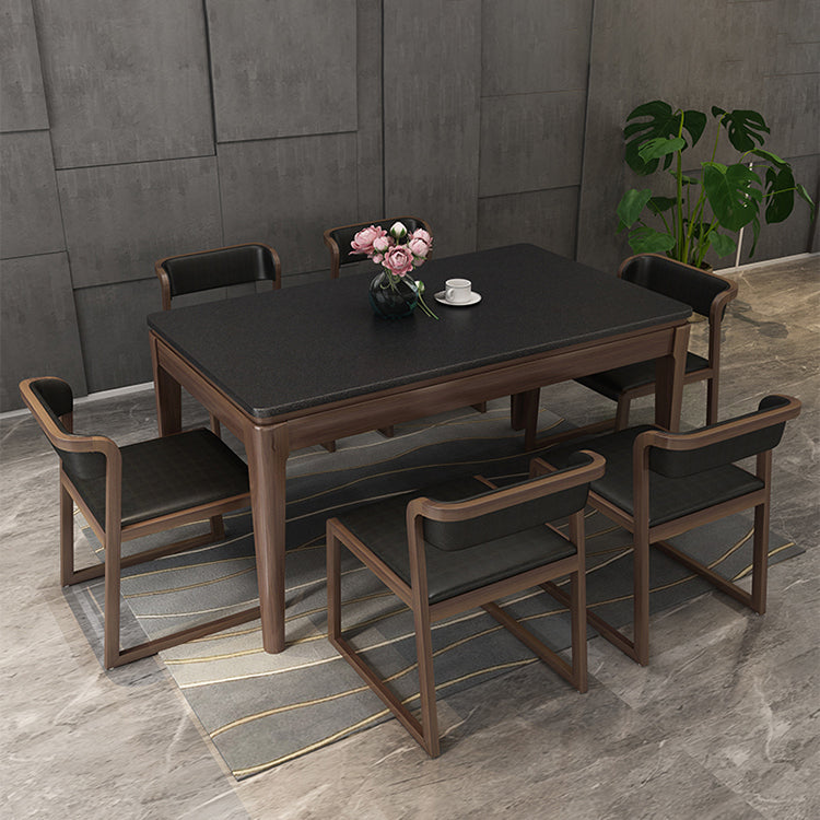 Stone Top Dinette Table with Ash Wood Legs Black Indoor Dining Table Clearhalo 'Dining Tables & Seating' 'Dining Tables' 'dining_table' 'furn' 'furn_dining_table' 'Furniture' 'Kitchen & Dining Furniture' 7347404