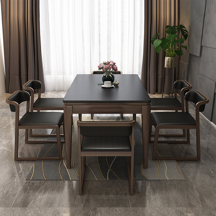 Stone Top Dinette Table with Ash Wood Legs Black Indoor Dining Table Clearhalo 'Dining Tables & Seating' 'Dining Tables' 'dining_table' 'furn' 'furn_dining_table' 'Furniture' 'Kitchen & Dining Furniture' 7347406