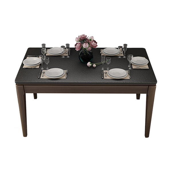 Stone Top Dinette Table with Ash Wood Legs Black Indoor Dining Table Without Chairs Clearhalo 'Dining Tables & Seating' 'Dining Tables' 'dining_table' 'furn' 'furn_dining_table' 'Furniture' 'Kitchen & Dining Furniture' 7347407