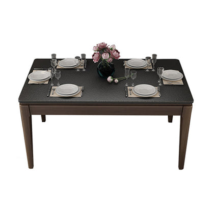 Stone Top Dinette Table with Ash Wood Legs Black Indoor Dining Table Without Chairs Clearhalo 'Dining Tables & Seating' 'Dining Tables' 'dining_table' 'furn' 'furn_dining_table' 'Furniture' 'Kitchen & Dining Furniture' 7347407