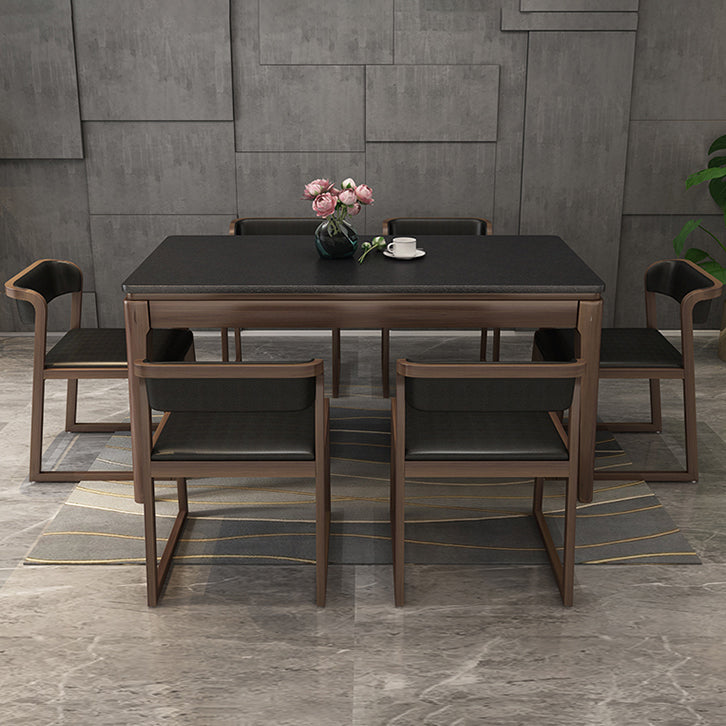 Stone Top Dinette Table with Ash Wood Legs Black Indoor Dining Table Clearhalo 'Dining Tables & Seating' 'Dining Tables' 'dining_table' 'furn' 'furn_dining_table' 'Furniture' 'Kitchen & Dining Furniture' 7347411