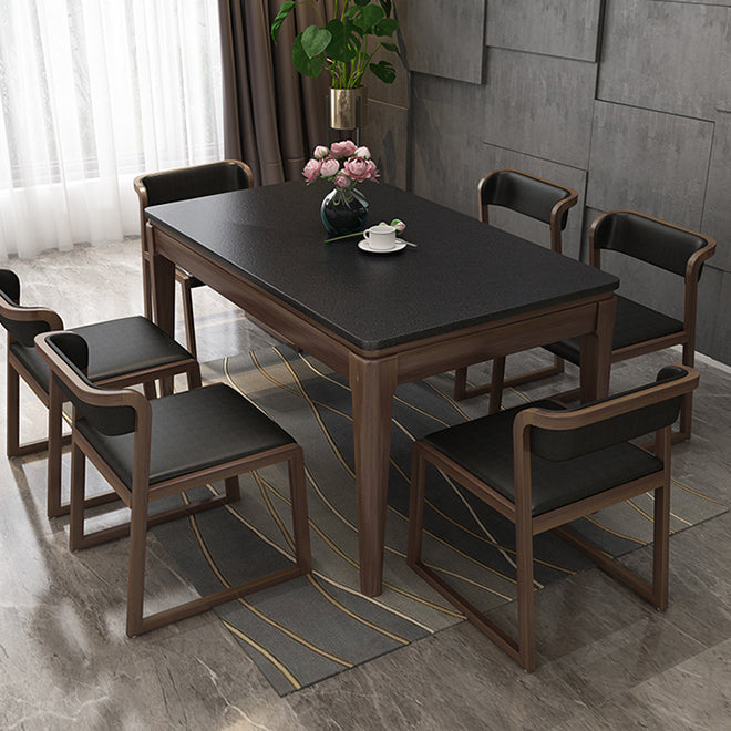 Stone Top Dinette Table with Ash Wood Legs Black Indoor Dining Table Clearhalo 'Dining Tables & Seating' 'Dining Tables' 'dining_table' 'furn' 'furn_dining_table' 'Furniture' 'Kitchen & Dining Furniture' 7347412
