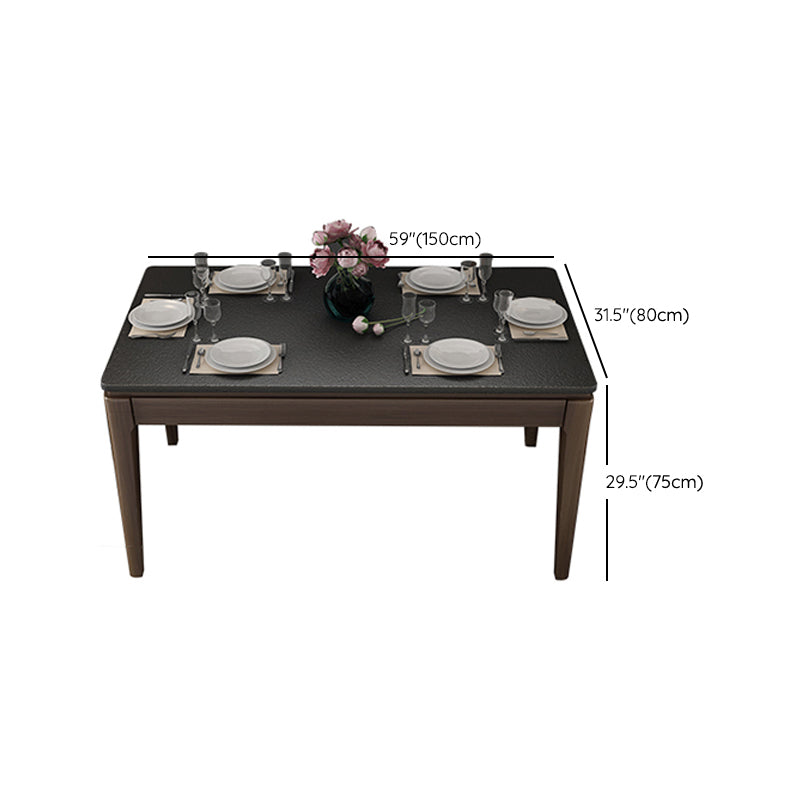 Stone Top Dinette Table with Ash Wood Legs Black Indoor Dining Table Clearhalo 'Dining Tables & Seating' 'Dining Tables' 'dining_table' 'furn' 'furn_dining_table' 'Furniture' 'Kitchen & Dining Furniture' 7347415