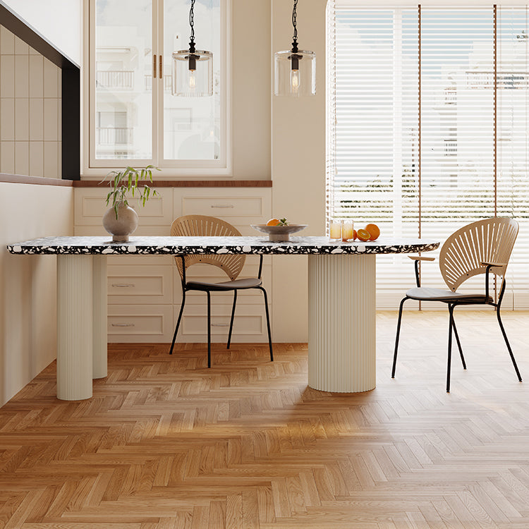 Free Form Contemporary Dining Table for Home Stone Dinette Table with 3 Legs Clearhalo 'Dining Tables & Seating' 'Dining Tables' 'dining_table' 'furn' 'furn_dining_table' 'Furniture' 'Kitchen & Dining Furniture' 7347432