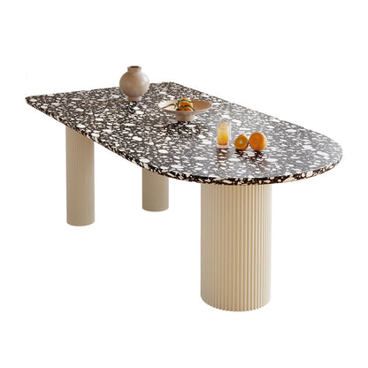 Free Form Contemporary Dining Table for Home Stone Dinette Table with 3 Legs Without Chairs Clearhalo 'Dining Tables & Seating' 'Dining Tables' 'dining_table' 'furn' 'furn_dining_table' 'Furniture' 'Kitchen & Dining Furniture' 7347436