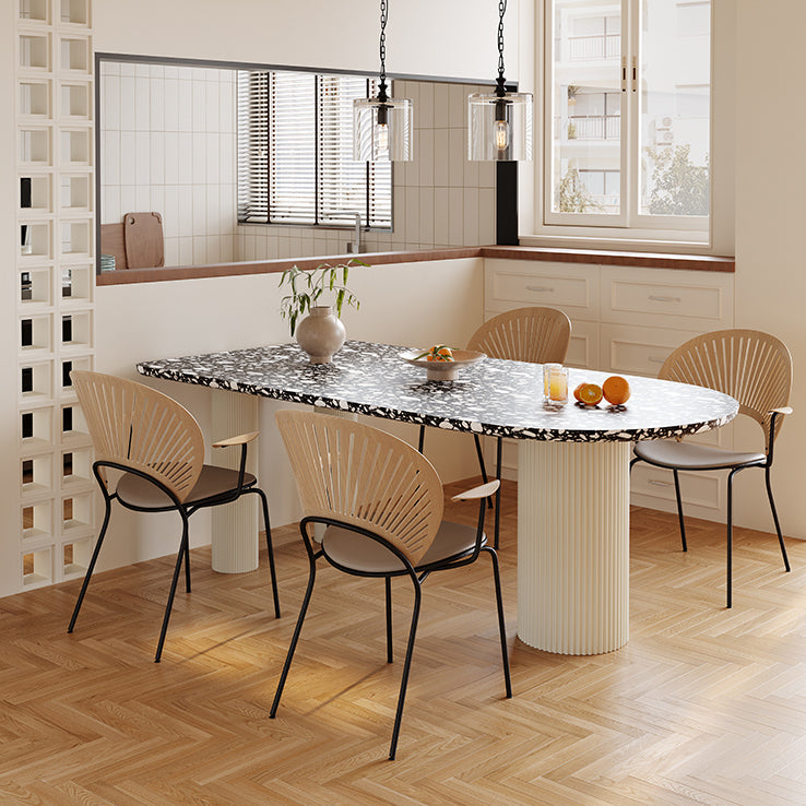 Free Form Contemporary Dining Table for Home Stone Dinette Table with 3 Legs Clearhalo 'Dining Tables & Seating' 'Dining Tables' 'dining_table' 'furn' 'furn_dining_table' 'Furniture' 'Kitchen & Dining Furniture' 7347440