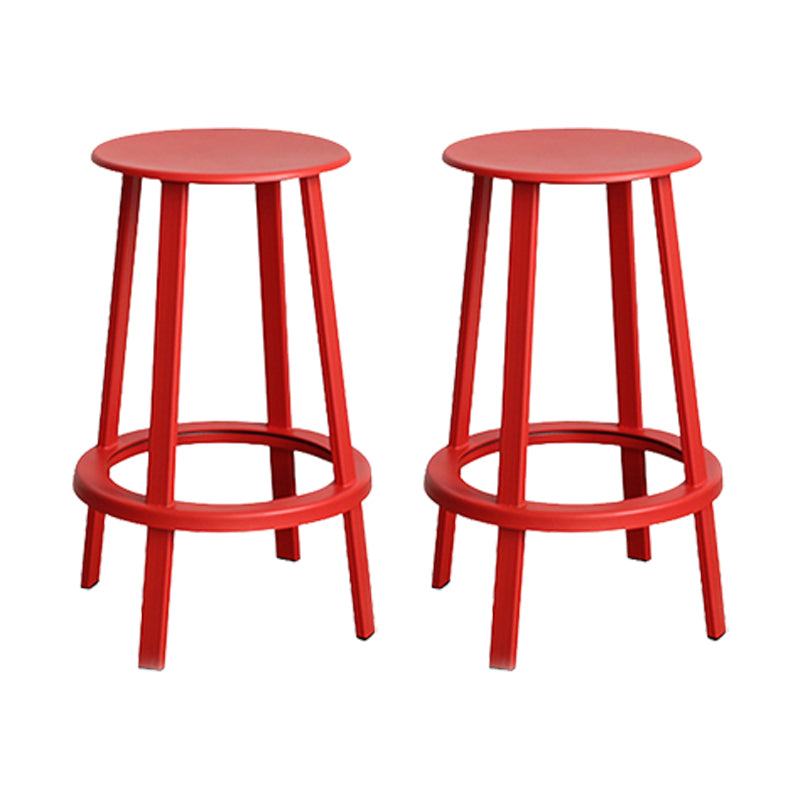 Modern Rotatable Backless Counter Stool Iron Cafe Bar Stool with Pedal Red 2 Piece Set Counter Stool(26"H) Clearhalo 'Bar Furniture' 'Bar Stools' 'bar_stools' 'furn' 'furn_bar_stools' 'Furniture' 'Kitchen & Dining Furniture' 7347829