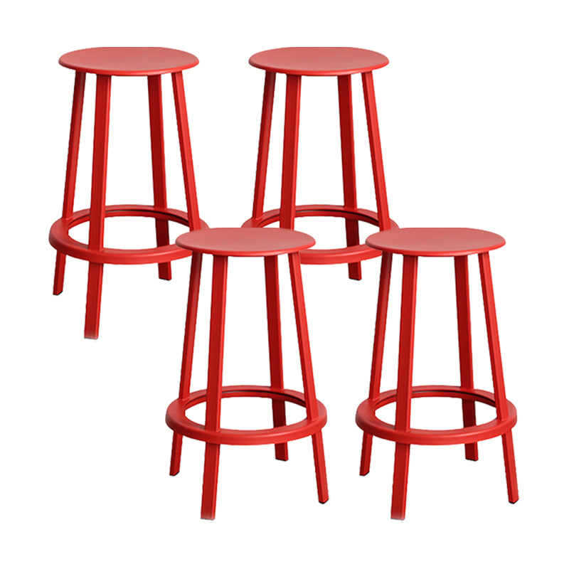 Modern Rotatable Backless Counter Stool Iron Cafe Bar Stool with Pedal Red 4 Piece Set Counter Stool(26"H) Clearhalo 'Bar Furniture' 'Bar Stools' 'bar_stools' 'furn' 'furn_bar_stools' 'Furniture' 'Kitchen & Dining Furniture' 7347830