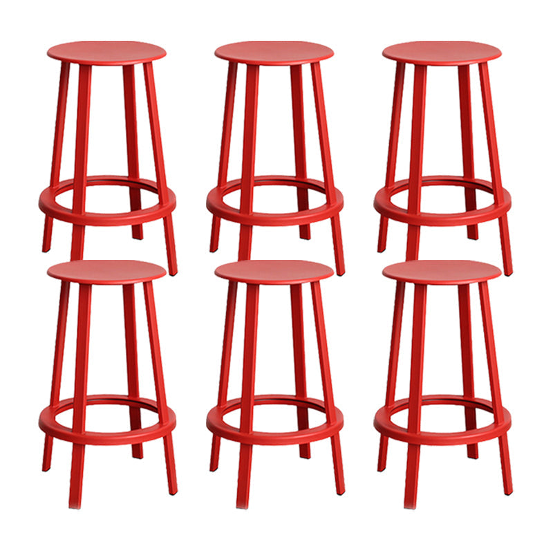 Modern Rotatable Backless Counter Stool Iron Cafe Bar Stool with Pedal Red 6 Piece Set Counter Stool(26"H) Clearhalo 'Bar Furniture' 'Bar Stools' 'bar_stools' 'furn' 'furn_bar_stools' 'Furniture' 'Kitchen & Dining Furniture' 7347832