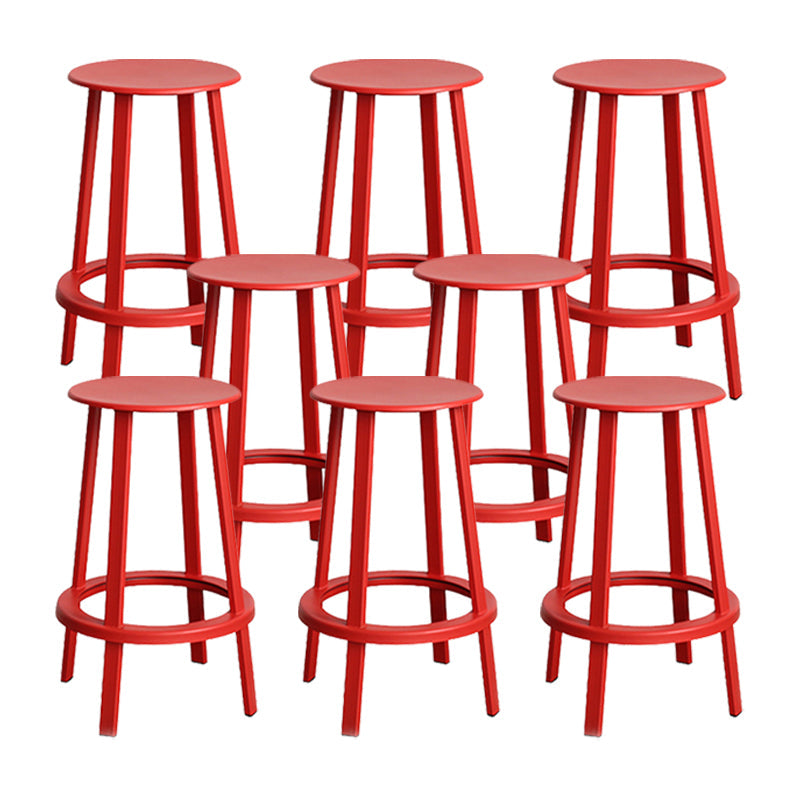 Modern Rotatable Backless Counter Stool Iron Cafe Bar Stool with Pedal Red 8 Piece Set Counter Stool(26"H) Clearhalo 'Bar Furniture' 'Bar Stools' 'bar_stools' 'furn' 'furn_bar_stools' 'Furniture' 'Kitchen & Dining Furniture' 7347835