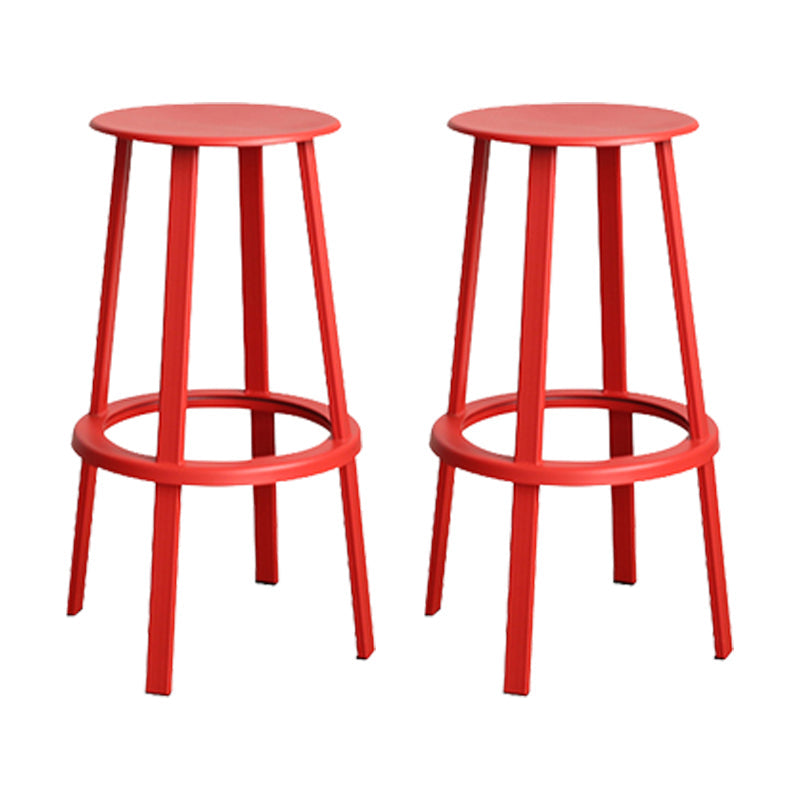 Modern Rotatable Backless Counter Stool Iron Cafe Bar Stool with Pedal Red 2 Piece Set Bar Stool(30"H) Clearhalo 'Bar Furniture' 'Bar Stools' 'bar_stools' 'furn' 'furn_bar_stools' 'Furniture' 'Kitchen & Dining Furniture' 7347839