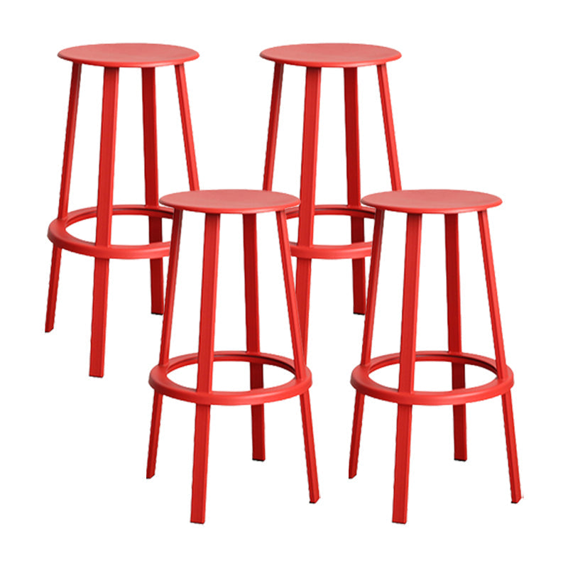 Modern Rotatable Backless Counter Stool Iron Cafe Bar Stool with Pedal Red 4 Piece Set Bar Stool(30"H) Clearhalo 'Bar Furniture' 'Bar Stools' 'bar_stools' 'furn' 'furn_bar_stools' 'Furniture' 'Kitchen & Dining Furniture' 7347841