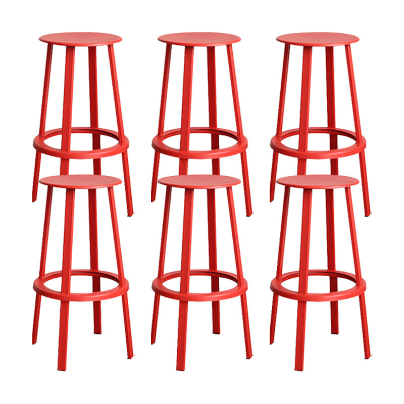 Modern Rotatable Backless Counter Stool Iron Cafe Bar Stool with Pedal Red 6 Piece Set Bar Stool(30"H) Clearhalo 'Bar Furniture' 'Bar Stools' 'bar_stools' 'furn' 'furn_bar_stools' 'Furniture' 'Kitchen & Dining Furniture' 7347842
