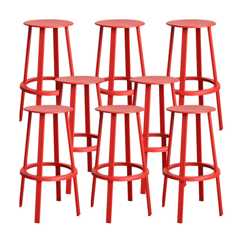 Modern Rotatable Backless Counter Stool Iron Cafe Bar Stool with Pedal Red 8 Piece Set Bar Stool(30"H) Clearhalo 'Bar Furniture' 'Bar Stools' 'bar_stools' 'furn' 'furn_bar_stools' 'Furniture' 'Kitchen & Dining Furniture' 7347844