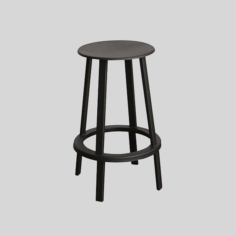 Modern Rotatable Backless Counter Stool Iron Cafe Bar Stool with Pedal Black 1 Piece Counter Stool(26"H) Clearhalo 'Bar Furniture' 'Bar Stools' 'bar_stools' 'furn' 'furn_bar_stools' 'Furniture' 'Kitchen & Dining Furniture' 7347846