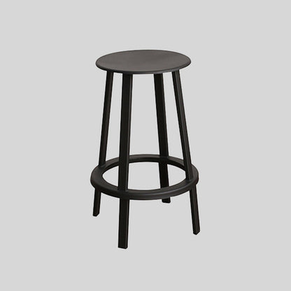 Modern Rotatable Backless Counter Stool Iron Cafe Bar Stool with Pedal Black 1 Piece Counter Stool(26"H) Clearhalo 'Bar Furniture' 'Bar Stools' 'bar_stools' 'furn' 'furn_bar_stools' 'Furniture' 'Kitchen & Dining Furniture' 7347846