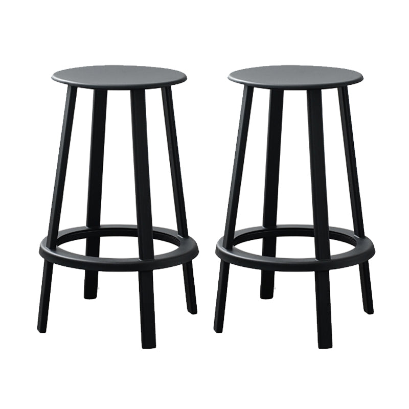 Modern Rotatable Backless Counter Stool Iron Cafe Bar Stool with Pedal Black 2 Piece Set Counter Stool(26"H) Clearhalo 'Bar Furniture' 'Bar Stools' 'bar_stools' 'furn' 'furn_bar_stools' 'Furniture' 'Kitchen & Dining Furniture' 7347847