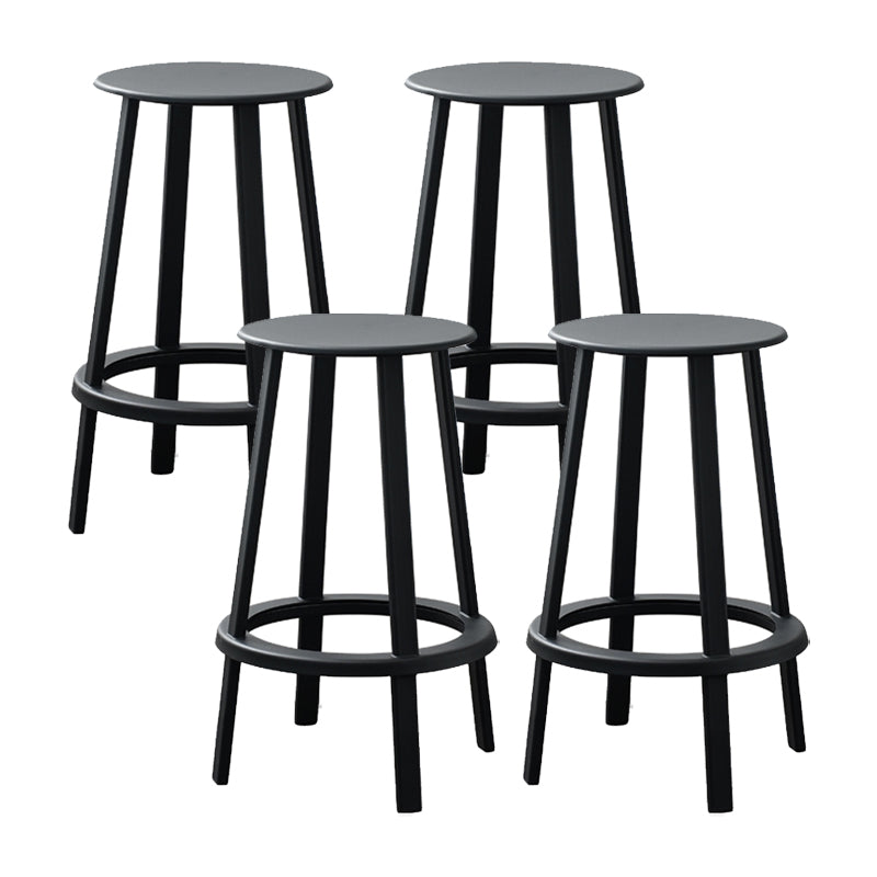 Modern Rotatable Backless Counter Stool Iron Cafe Bar Stool with Pedal Black 4 Piece Set Counter Stool(26"H) Clearhalo 'Bar Furniture' 'Bar Stools' 'bar_stools' 'furn' 'furn_bar_stools' 'Furniture' 'Kitchen & Dining Furniture' 7347848