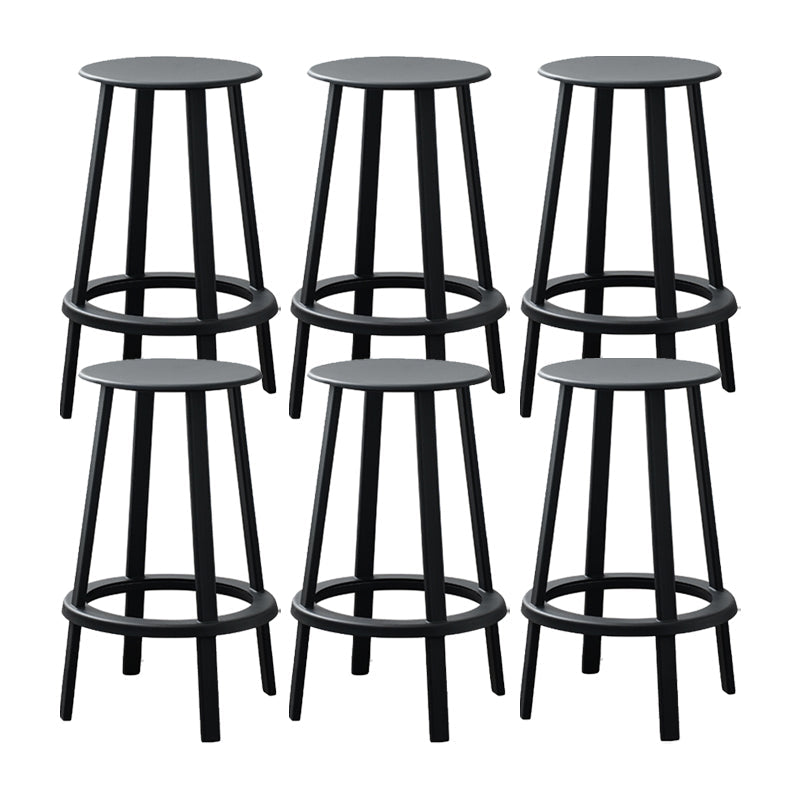Modern Rotatable Backless Counter Stool Iron Cafe Bar Stool with Pedal Black 6 Piece Set Counter Stool(26"H) Clearhalo 'Bar Furniture' 'Bar Stools' 'bar_stools' 'furn' 'furn_bar_stools' 'Furniture' 'Kitchen & Dining Furniture' 7347849