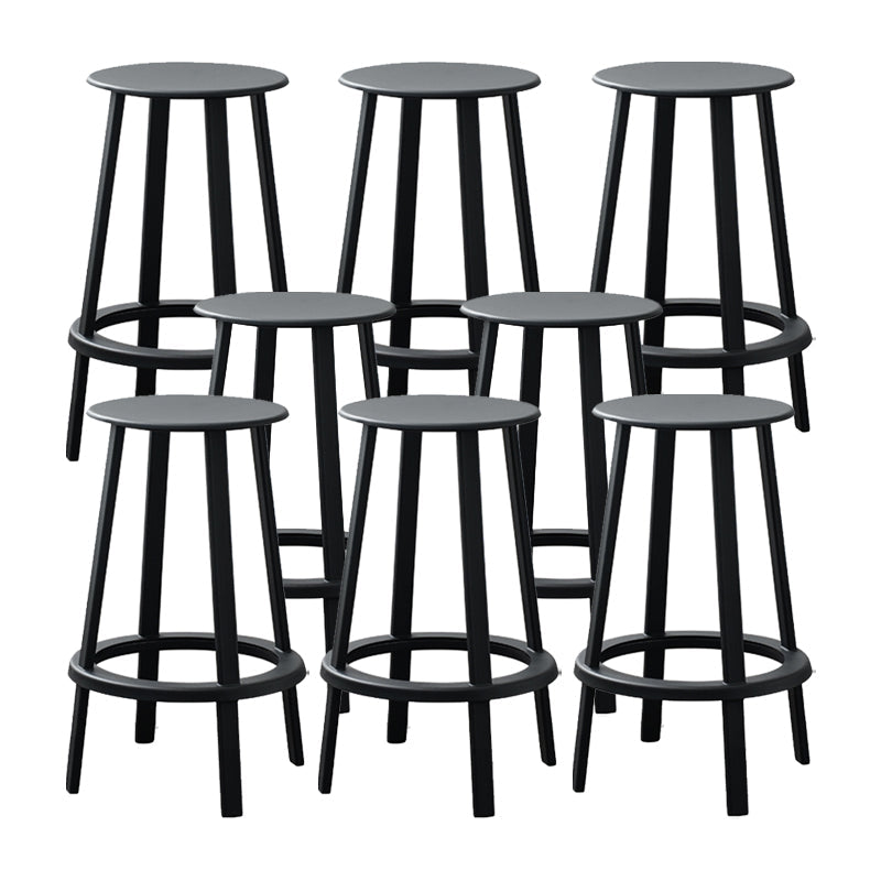 Modern Rotatable Backless Counter Stool Iron Cafe Bar Stool with Pedal Black 8 Piece Set Counter Stool(26"H) Clearhalo 'Bar Furniture' 'Bar Stools' 'bar_stools' 'furn' 'furn_bar_stools' 'Furniture' 'Kitchen & Dining Furniture' 7347850