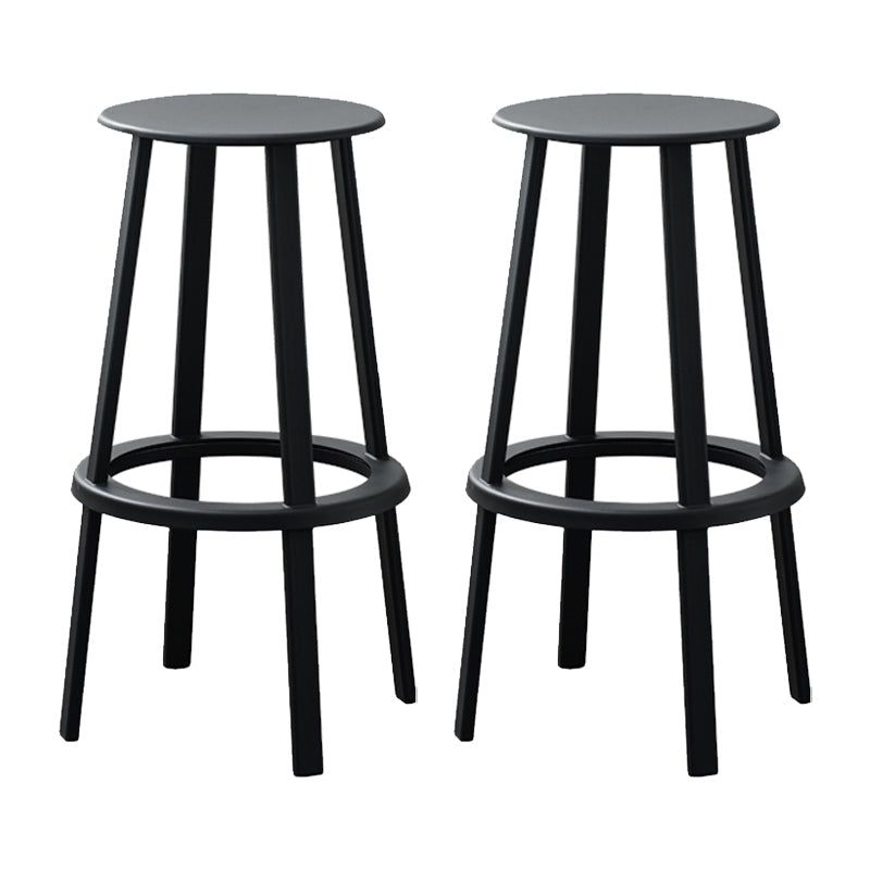 Modern Rotatable Backless Counter Stool Iron Cafe Bar Stool with Pedal Black 2 Piece Set Bar Stool(30"H) Clearhalo 'Bar Furniture' 'Bar Stools' 'bar_stools' 'furn' 'furn_bar_stools' 'Furniture' 'Kitchen & Dining Furniture' 7347852