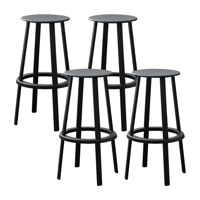 Modern Rotatable Backless Counter Stool Iron Cafe Bar Stool with Pedal Black 4 Piece Set Bar Stool(30"H) Clearhalo 'Bar Furniture' 'Bar Stools' 'bar_stools' 'furn' 'furn_bar_stools' 'Furniture' 'Kitchen & Dining Furniture' 7347853
