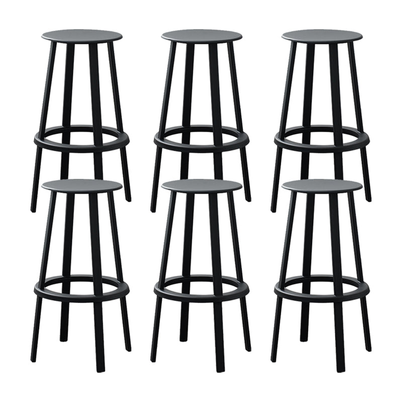 Modern Rotatable Backless Counter Stool Iron Cafe Bar Stool with Pedal Black 6 Piece Set Bar Stool(30"H) Clearhalo 'Bar Furniture' 'Bar Stools' 'bar_stools' 'furn' 'furn_bar_stools' 'Furniture' 'Kitchen & Dining Furniture' 7347854