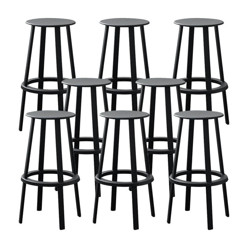 Modern Rotatable Backless Counter Stool Iron Cafe Bar Stool with Pedal Black 8 Piece Set Bar Stool(30"H) Clearhalo 'Bar Furniture' 'Bar Stools' 'bar_stools' 'furn' 'furn_bar_stools' 'Furniture' 'Kitchen & Dining Furniture' 7347855