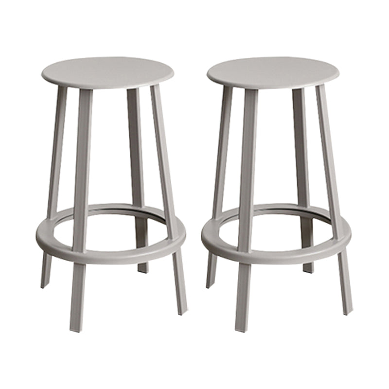 Modern Rotatable Backless Counter Stool Iron Cafe Bar Stool with Pedal Grey 2 Piece Set Counter Stool(26"H) Clearhalo 'Bar Furniture' 'Bar Stools' 'bar_stools' 'furn' 'furn_bar_stools' 'Furniture' 'Kitchen & Dining Furniture' 7347857