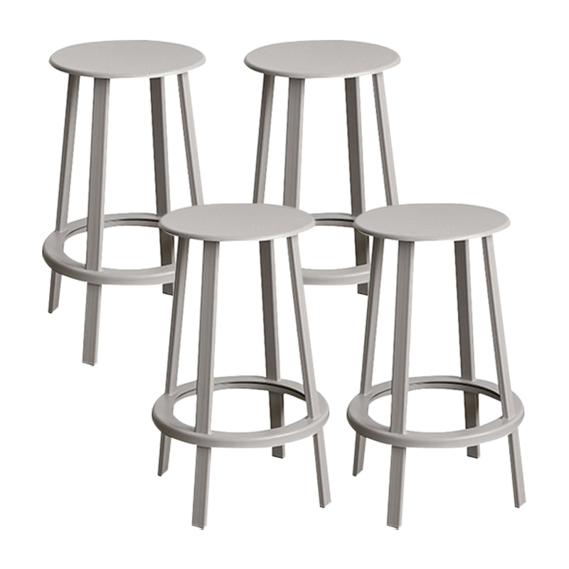 Modern Rotatable Backless Counter Stool Iron Cafe Bar Stool with Pedal Grey 4 Piece Set Counter Stool(26"H) Clearhalo 'Bar Furniture' 'Bar Stools' 'bar_stools' 'furn' 'furn_bar_stools' 'Furniture' 'Kitchen & Dining Furniture' 7347858
