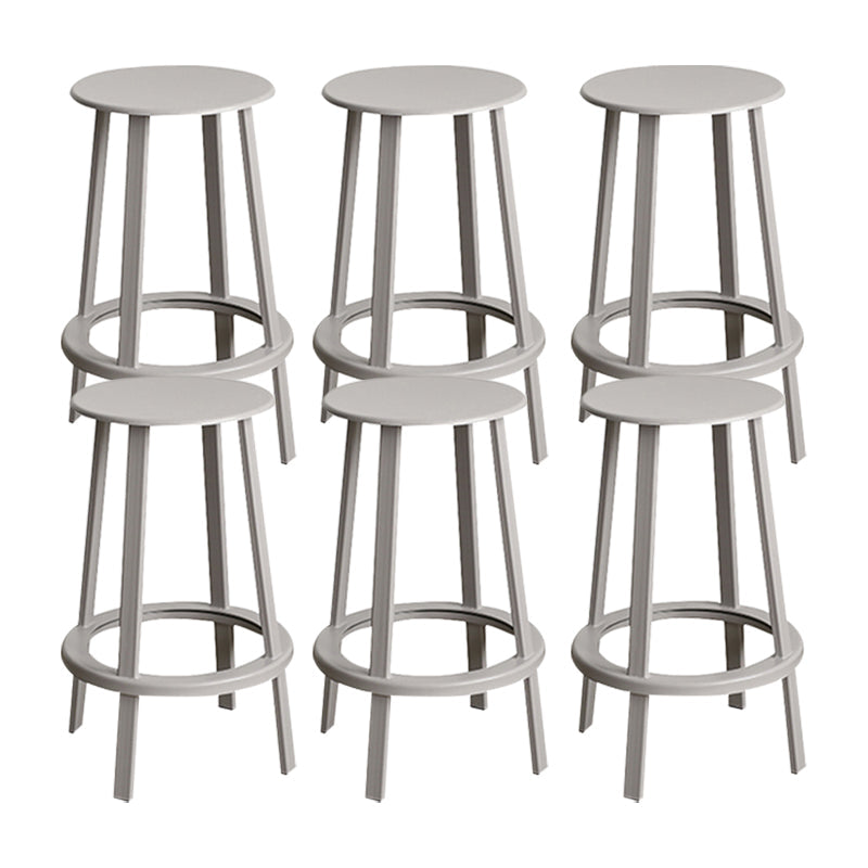 Modern Rotatable Backless Counter Stool Iron Cafe Bar Stool with Pedal Grey 6 Piece Set Counter Stool(26"H) Clearhalo 'Bar Furniture' 'Bar Stools' 'bar_stools' 'furn' 'furn_bar_stools' 'Furniture' 'Kitchen & Dining Furniture' 7347859
