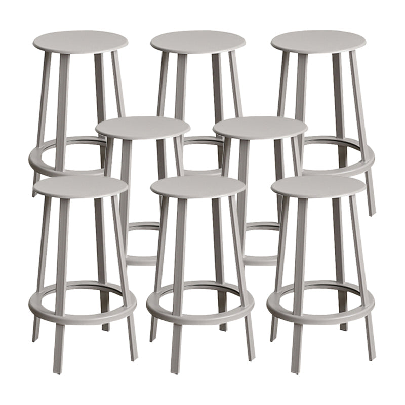 Modern Rotatable Backless Counter Stool Iron Cafe Bar Stool with Pedal Grey 8 Piece Set Counter Stool(26"H) Clearhalo 'Bar Furniture' 'Bar Stools' 'bar_stools' 'furn' 'furn_bar_stools' 'Furniture' 'Kitchen & Dining Furniture' 7347860